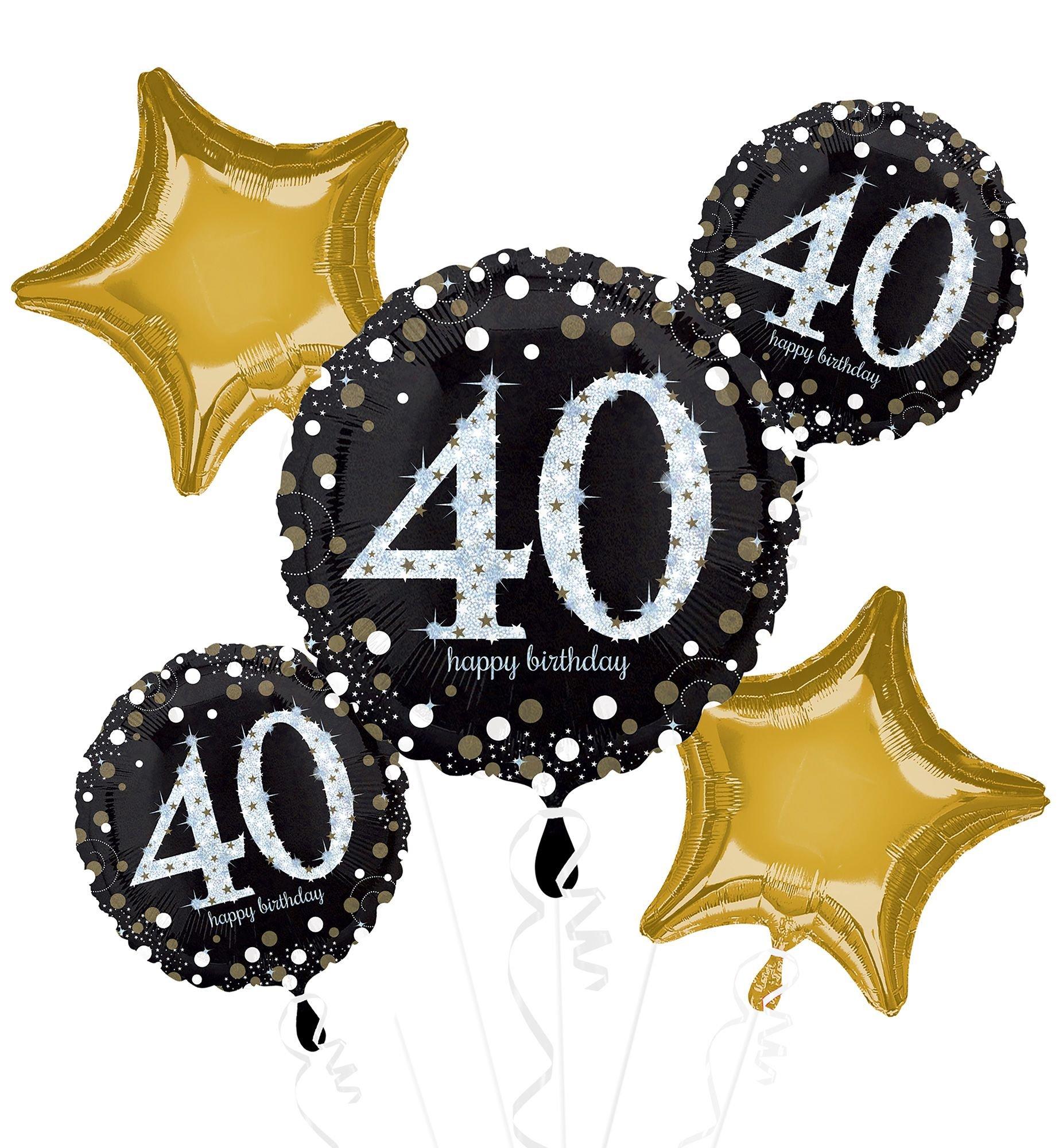 40th Birthday Balloon Bouquet 5pc - Sparkling Celebration